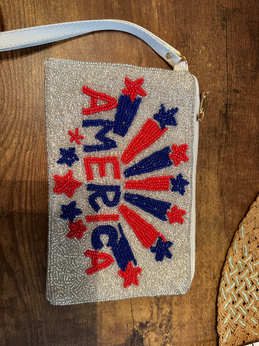Beaded America clutch